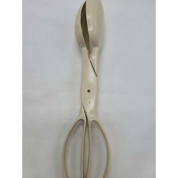 Mid Century Salad Tongs Hard Plastic Beige Color 11”  Hong Kong - Picture 10 of 16